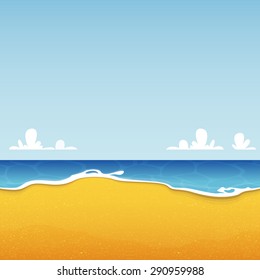 Beach and seascape with sea and sand texture. Background for summer tropical poster. Vector Illustration