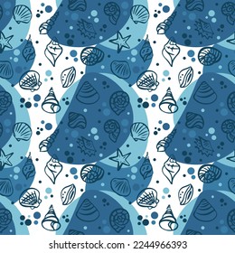 Beach, Seashell Seamless Design Pattern, Vector Graphic Illustration Aplicable a la cubierta de diseño, Wrapping de regalo, póster, paquete de diseño