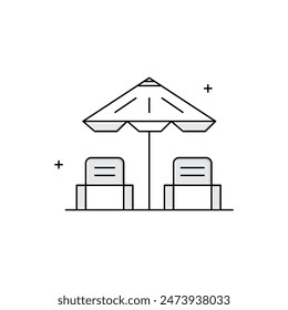 Beach, Seaside, Coastal, Beach Umbrella, Sandcastle, Beach Ball, Seashells, Sunbathing, Beach Chair Vector Illustration Icon Design
