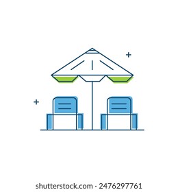 Beach, Seaside, Coastal, Beach Umbrella, Sandcastle, Beach Ball, Seashells, Sunbathing, Beach Chair Vector Illustration Icon Design