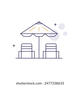 Beach, Seaside, Coastal, Beach Umbrella, Sandcastle, Beach Ball, Seashells, Sunbathing, Beach Chair Vector Illustration Icon Design