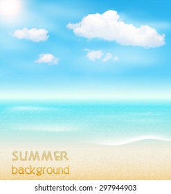 Beach Seaside Sea Shore Clouds. Summer Holiday Vacation Background