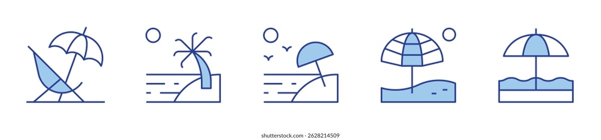 beach, seat. Beach Icon vector illustration. Line Duotone style. Editable stroke.