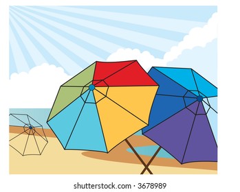 at the beach series vector colorful umbrellas on beach