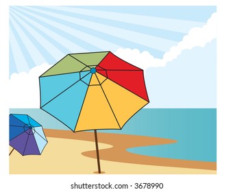 at the beach series vector umbrellas at the seaside