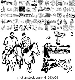Beach set of black sketch. Part 102-2. Isolated groups and layers.