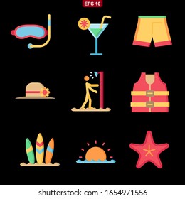 Beach set icon stock vector illustration