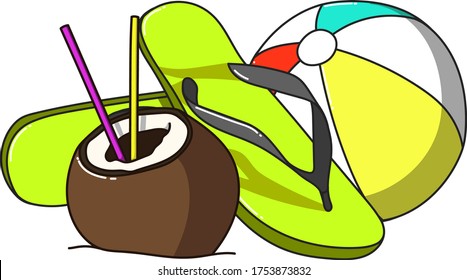 Conjunto de equipamientos de ocio en la playa sin fondo.