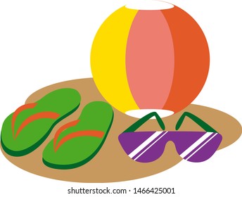 Beach set simple illustration on white background