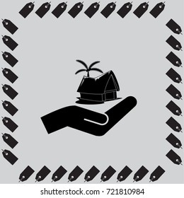 beach shack and a palm tree vector icon