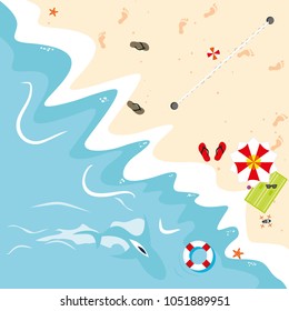the beach and shark in the sea