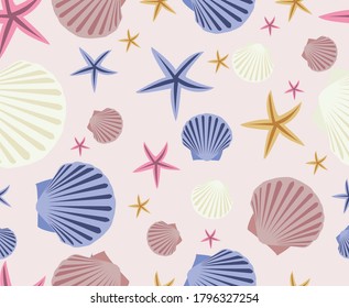 Beach Shells Seamless Pattern Vector Beautiful Stock Vector (Royalty ...