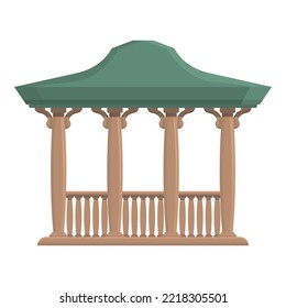 Beach shelter icon cartoon vector. Pergola house. Wood building