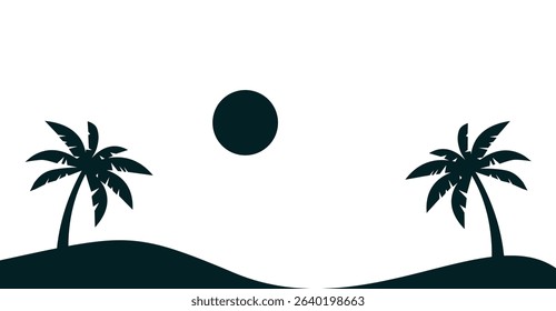 Beach shilouete flat illustration background