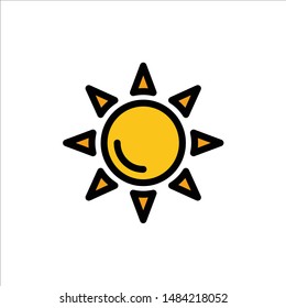 Beach, Shining, Sun  Flat Color Icon. Vector icon banner Template. Vector Icon Template background