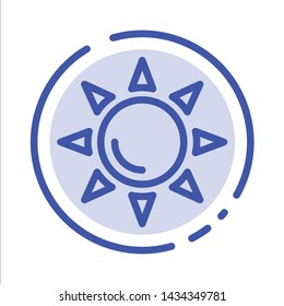 Beach, Shinning, Sun Blue Dotted Line Line Icon