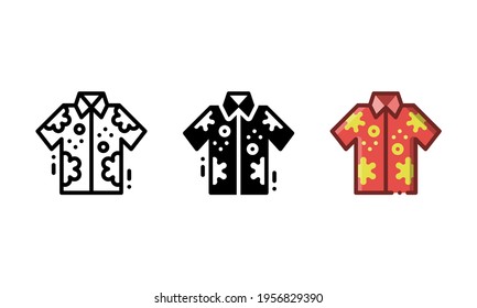 Beach shirt icon. With outline, glyph, and filled outline styles