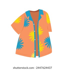 Beach shirt, summer shirt, hawaiian shirt. Summer element. hello summer concept. Cartoon flat vector isolated on white background.