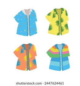 Beach shirt, summer shirt, hawaiian shirt. Summer element. hello summer concept. Cartoon flat vector isolated on white background.