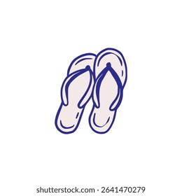 Beach Shoe Flip-flop Sandals  Travel Vacation Flip Flops Summer Sketch Whimsical Doodle Cartoon Illustration