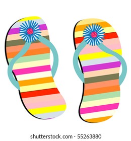 beach shoes against white background, abstract vector art illustration