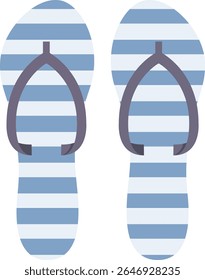 Beach shoes. Flip-flops with bright striped colors. Summer slipper, pool shoe, sandal, cartoon rubber footwear. Hand drawn vector illustration.