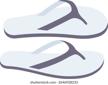 Beach shoes. Flip-flops, summer slipper, pool shoe, sandal, cartoon rubber footwear. Hand drawn vector illustration.
