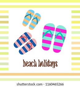 Beach shoes beach holiday vector background