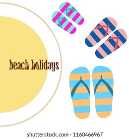 Beach shoes beach holiday vector background