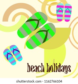 Beach shoes beach holiday vector background