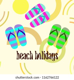 Beach shoes beach holiday vector background