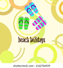 Beach shoes beach holiday vector background