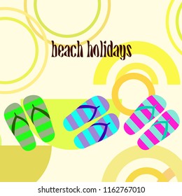 Beach shoes beach holiday vector background