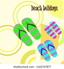 Beach shoes beach holiday vector background