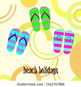 Beach shoes beach holiday vector background