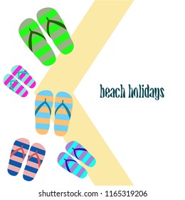 Beach shoes beach holiday vector background