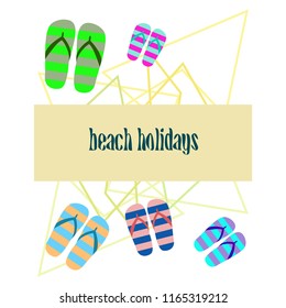 Beach shoes beach holiday vector background