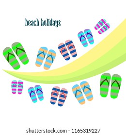 Beach shoes beach holiday vector background