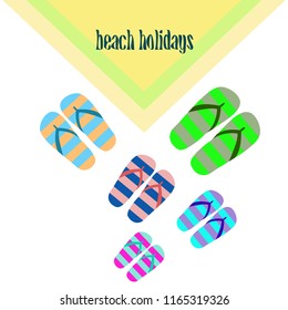 Beach shoes beach holiday vector background