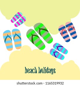 Beach shoes beach holiday vector background