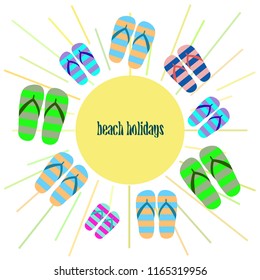 Beach shoes beach holiday vector background