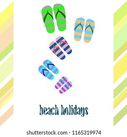 Beach shoes beach holiday vector background