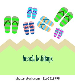 Beach shoes beach holiday vector background