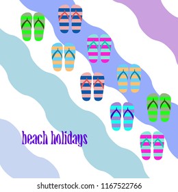 Beach shoes beach holiday vector background