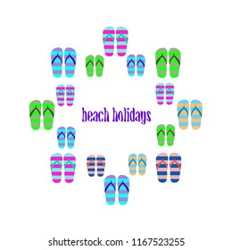 Beach shoes beach holiday vector background