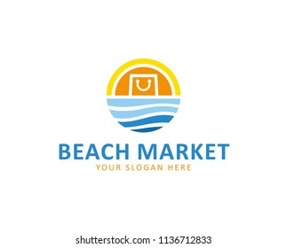 Beach shopping market Logo, vector 