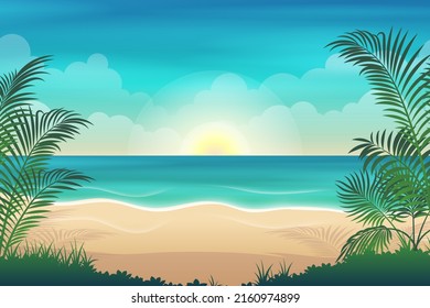 Beach Shore Line With Palm Trees During Daytime