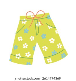 Beach short. Summer men swimming suit in cartoon style. Summer clothes element. Flat vector illustration isolated on white background.