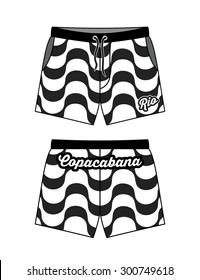 Beach shorts with Copacabana pattern - vector illustration
