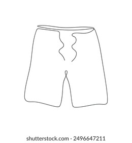 Beach shorts in one continuous line. One line drawing, minimalism. Vector illustration.